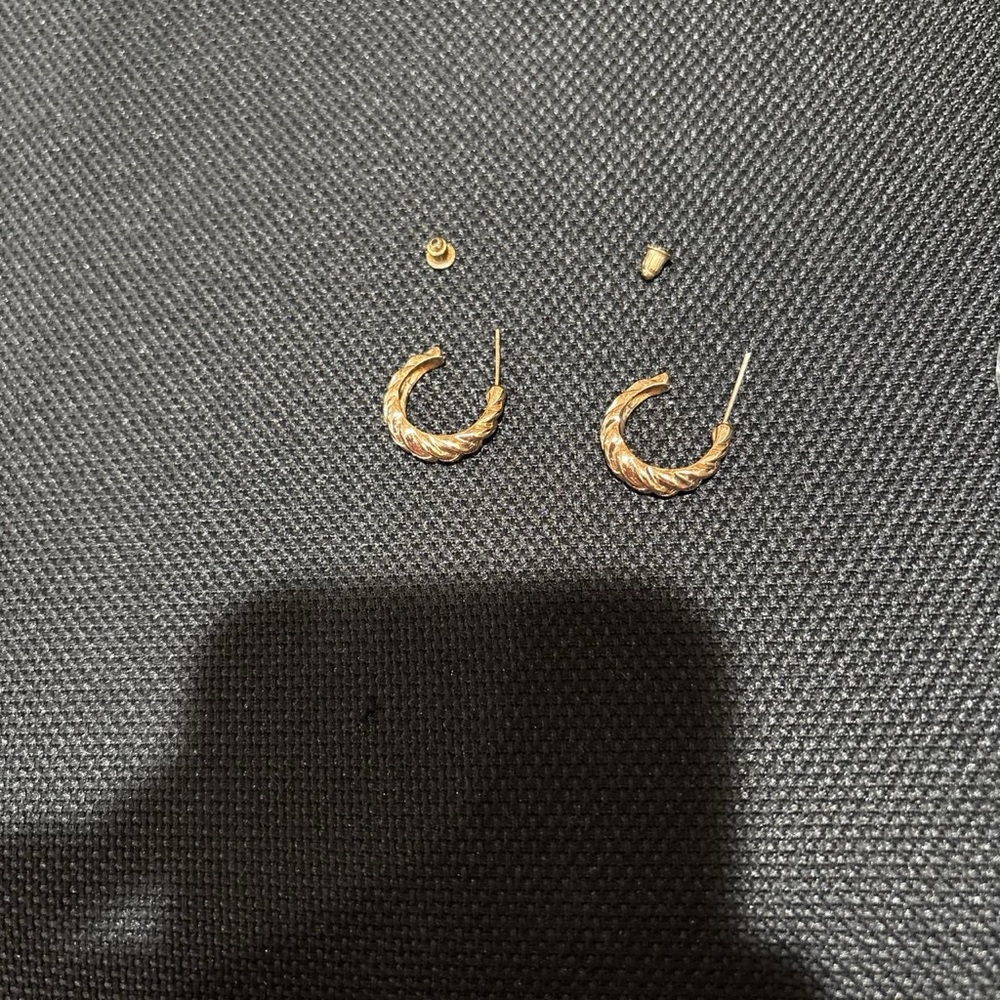 Gold Crescent Moon Earrings with Hook Backing